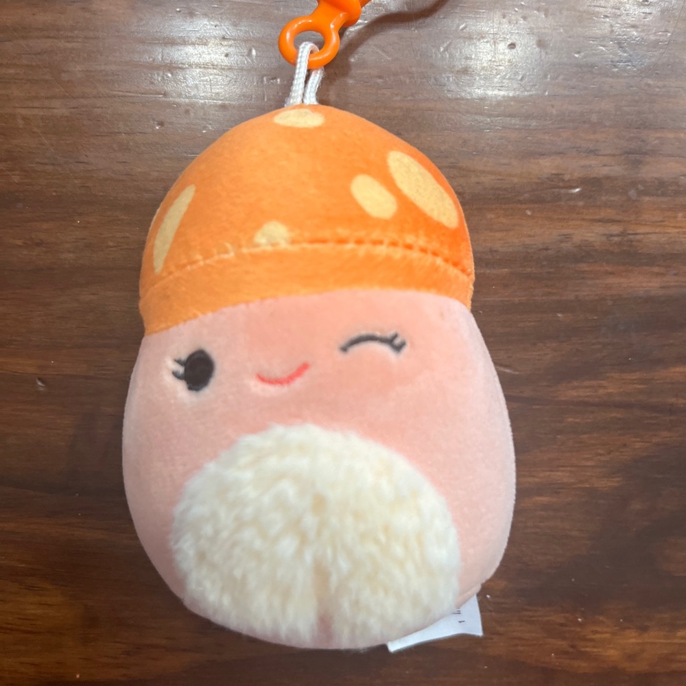 Squishmallows Alba the orange Mushroom Plush keychain